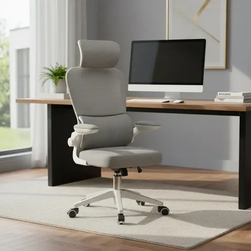 🔥 Cadeira Escritório Ergonômica Sweet Studio B07 Cinza Com Suporte Lombar