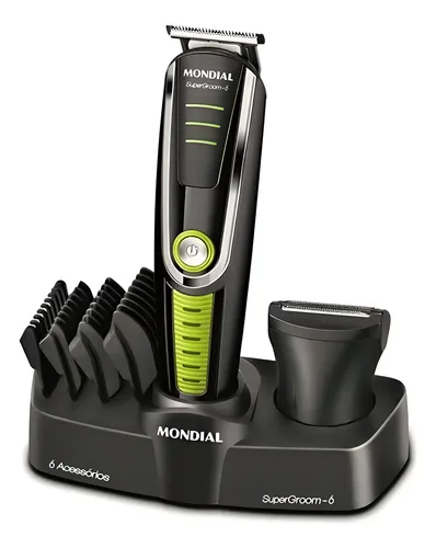 Cortador De Cabelo Mondial Super Groom 6 Melhor Categ Preto/verde