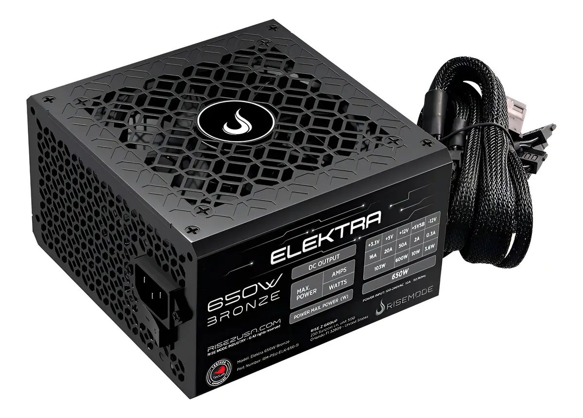 Fonte Rise Mode Elektra 650w Rm-psu-elk-650-b Para Pc Preto