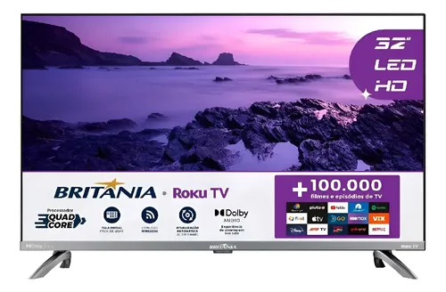 Smart Tv 32 Britânia Led Roku Tv Dolby Audio Hd