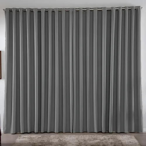 Cortina 3,00x2,80 Metros Blackout Blecaute Cinza Corta Luz Em Tecido Grosso Para Quarto E 