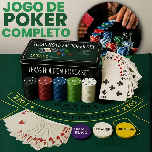 Kit Jogo De Poker Texas Semi Profissional Completo 200 Fichas