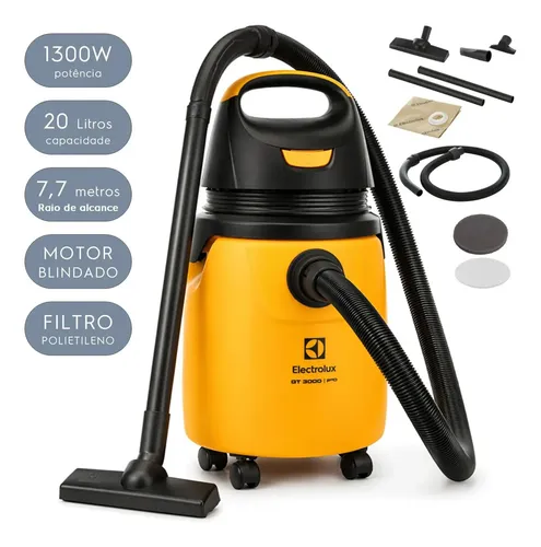 Aspirador de Pó e Água 1300W 20L total 18L util Electrolux Potente Função Sopro Limpeza Pr