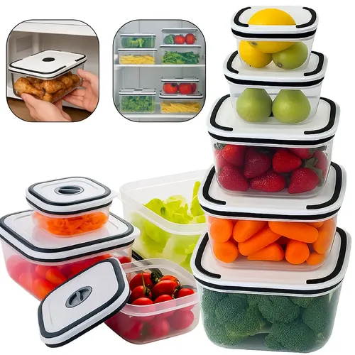 Kit 5 Potes Herméticos Com Tampas De Vedação Para Frezzer E Micro-ondas Quadrado Aero Home