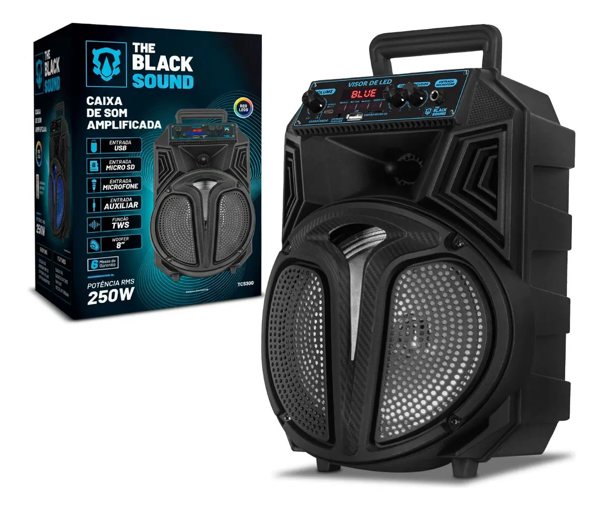 Caixa de som Amplificada Bluetooth Rádio Fm 250w The Black Tools