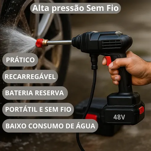 Lavadora Lava Jato Portátil Pressão 2 Baterias + Maleta