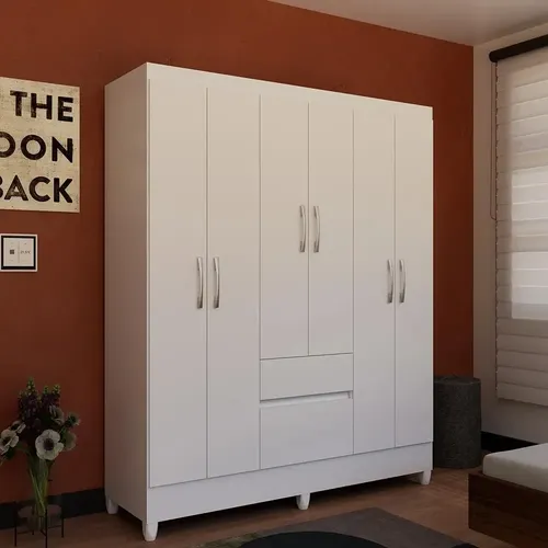 Guarda-roupa Casal New Brusque 6 Portas 2 Gavetas Bartira