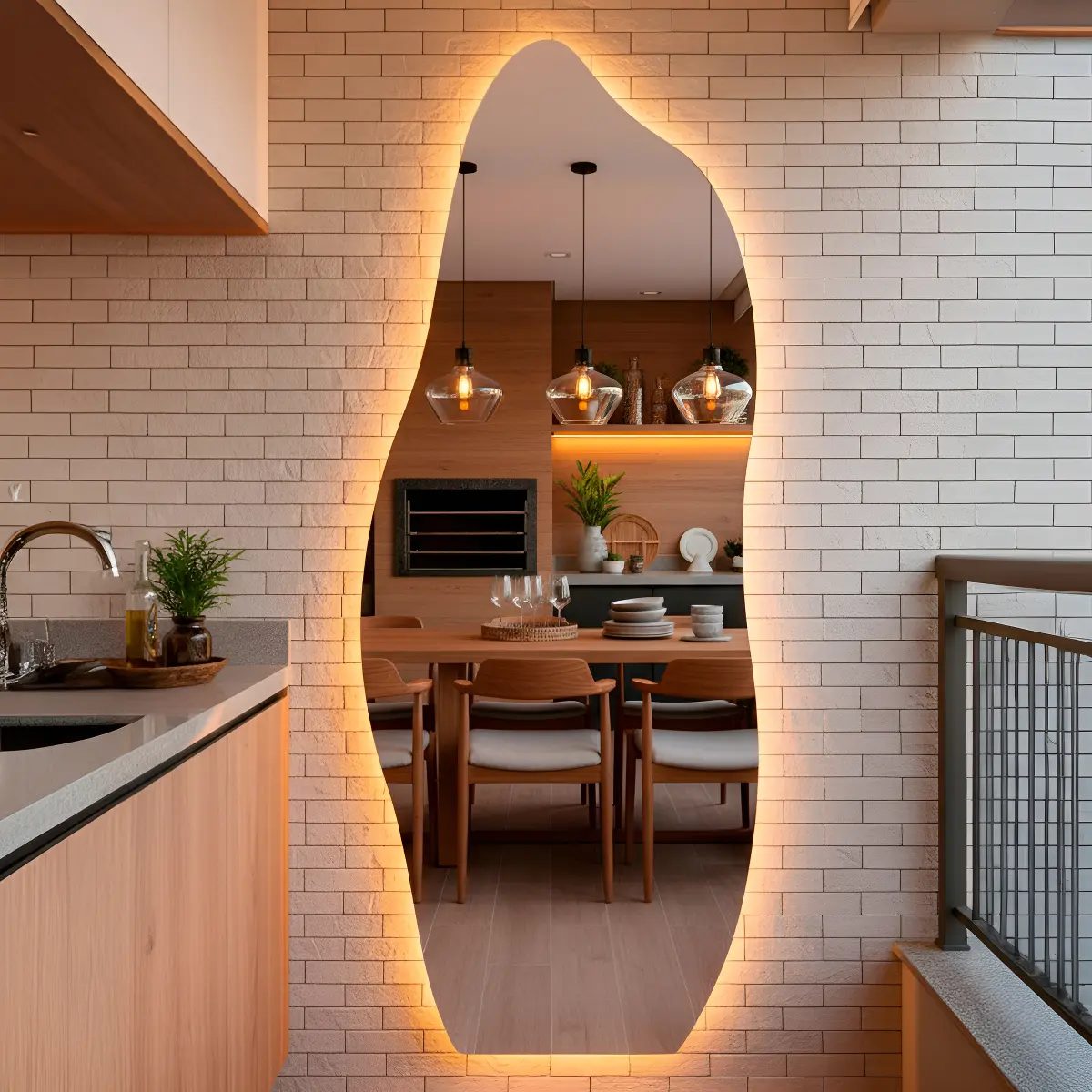 Espelho Orgânico Flame com LED