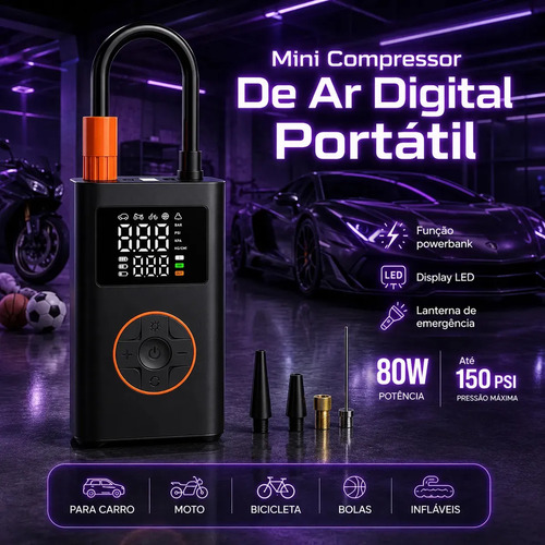 Compressor De Ar Portátil Inflador Para Pneus