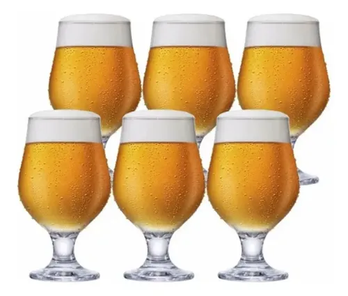 Jogo de 6 Taças de Cerveja Ruvolo Beer Master Vidro 380ml