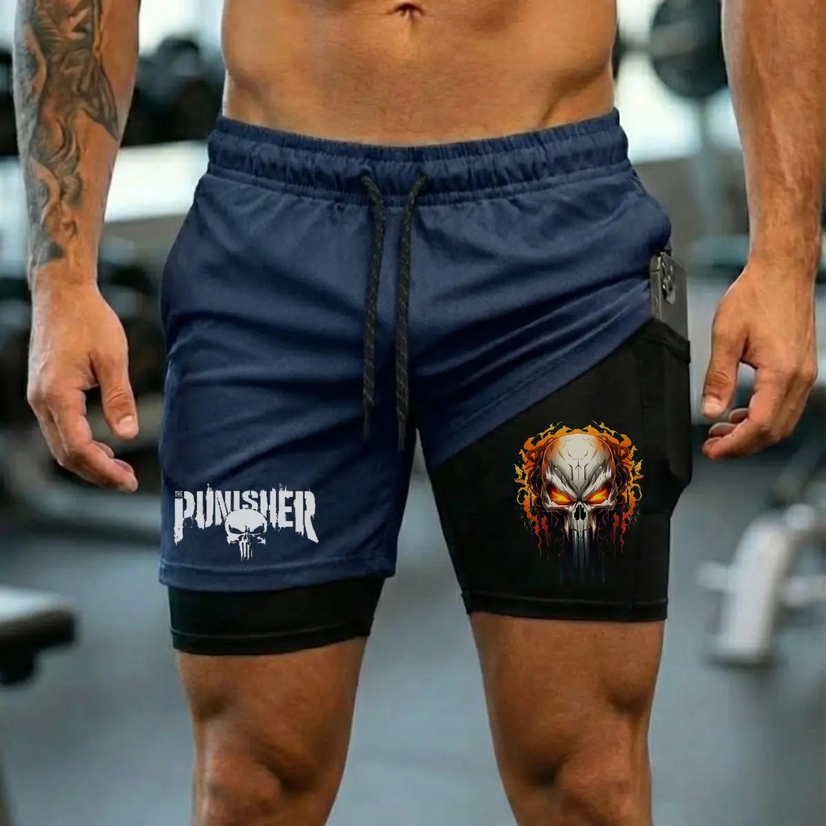 Short Dry-fit Compressão 2 Em 1 Academia Punisher