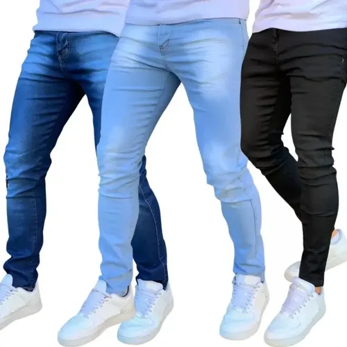 Kit 3 Calça Jeans Masculina Skinny