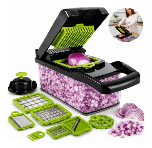 Ralador E Cortador Mandoline Multifuncional 10 Em 1 Com 12 Peças Para Legumes E Frutas, Ac