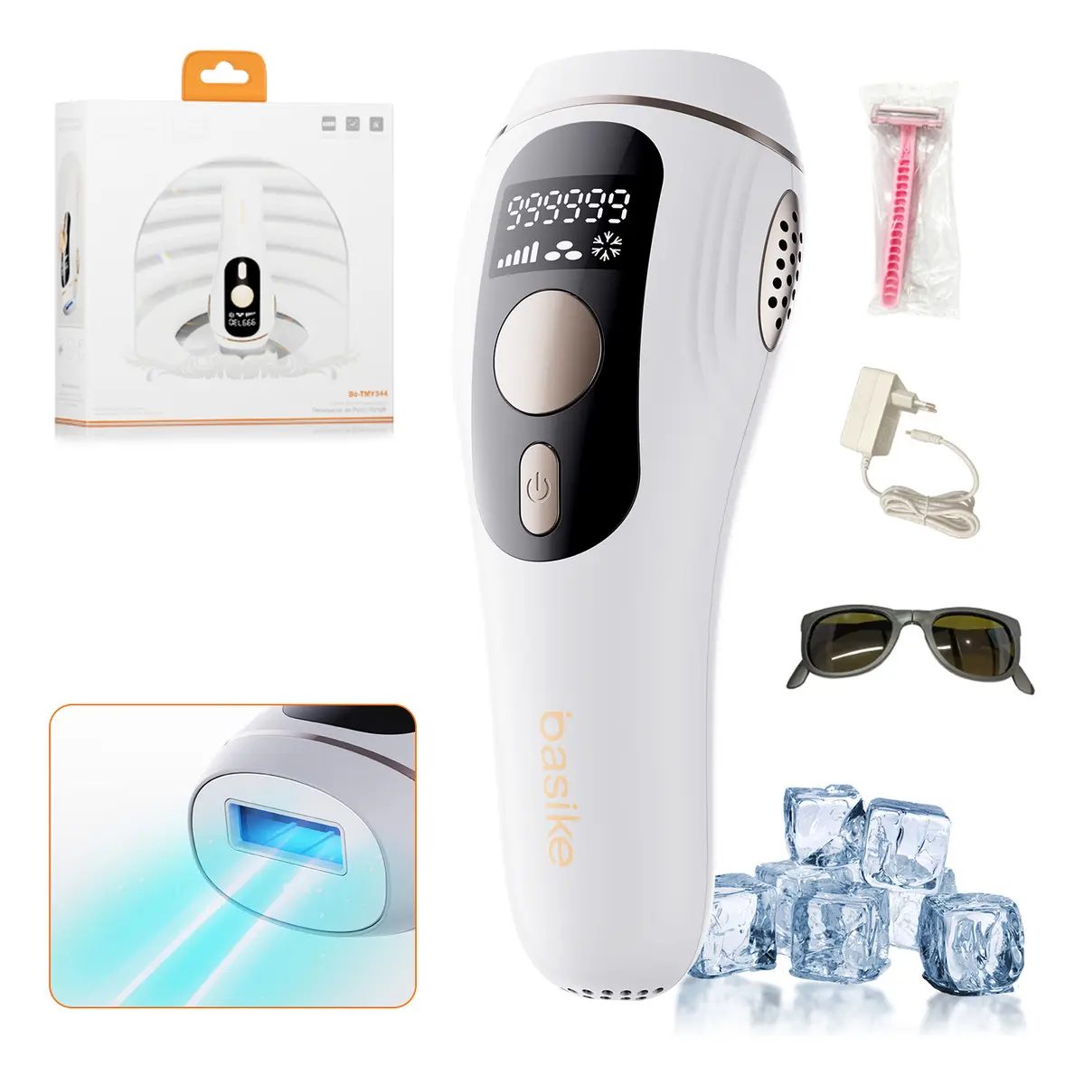 Depilador Luz Pulsada Intensa (IPL) Basike Sensacao Gelo Indolor Depilacao Definitiva