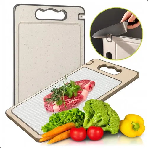 Tábua de Corte Higiênica Relimax Antiderrapante, de Inox, com Canaleta e Afiador para Carn