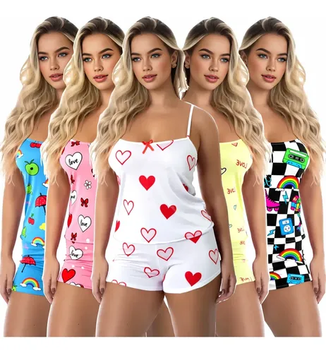 Kit 5 Conjuntos Pijama Feminino