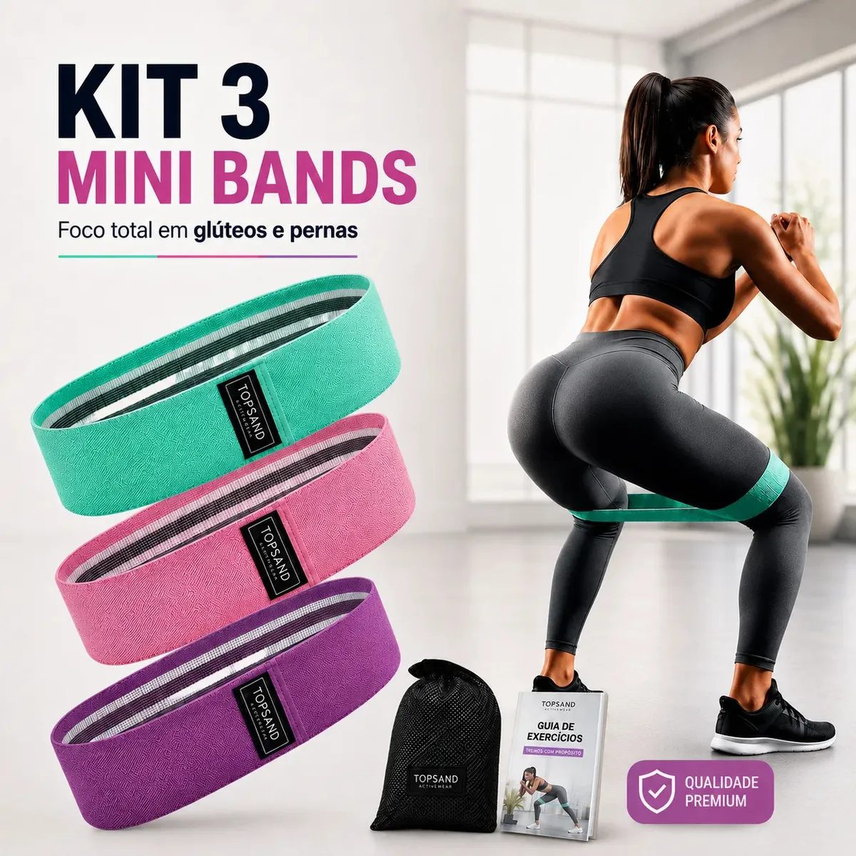 Kit 3 Faixas Elásticas para treino