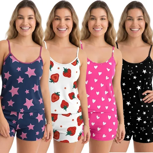 Kit 4 Pijamas Conjunto Baby Doll Feminino