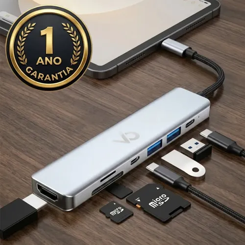 Adaptador Hub Usb 7 Portas Usb 3.0 E 2.0 Hdmi Cabo Tipo C Thunderbolt Dock Station