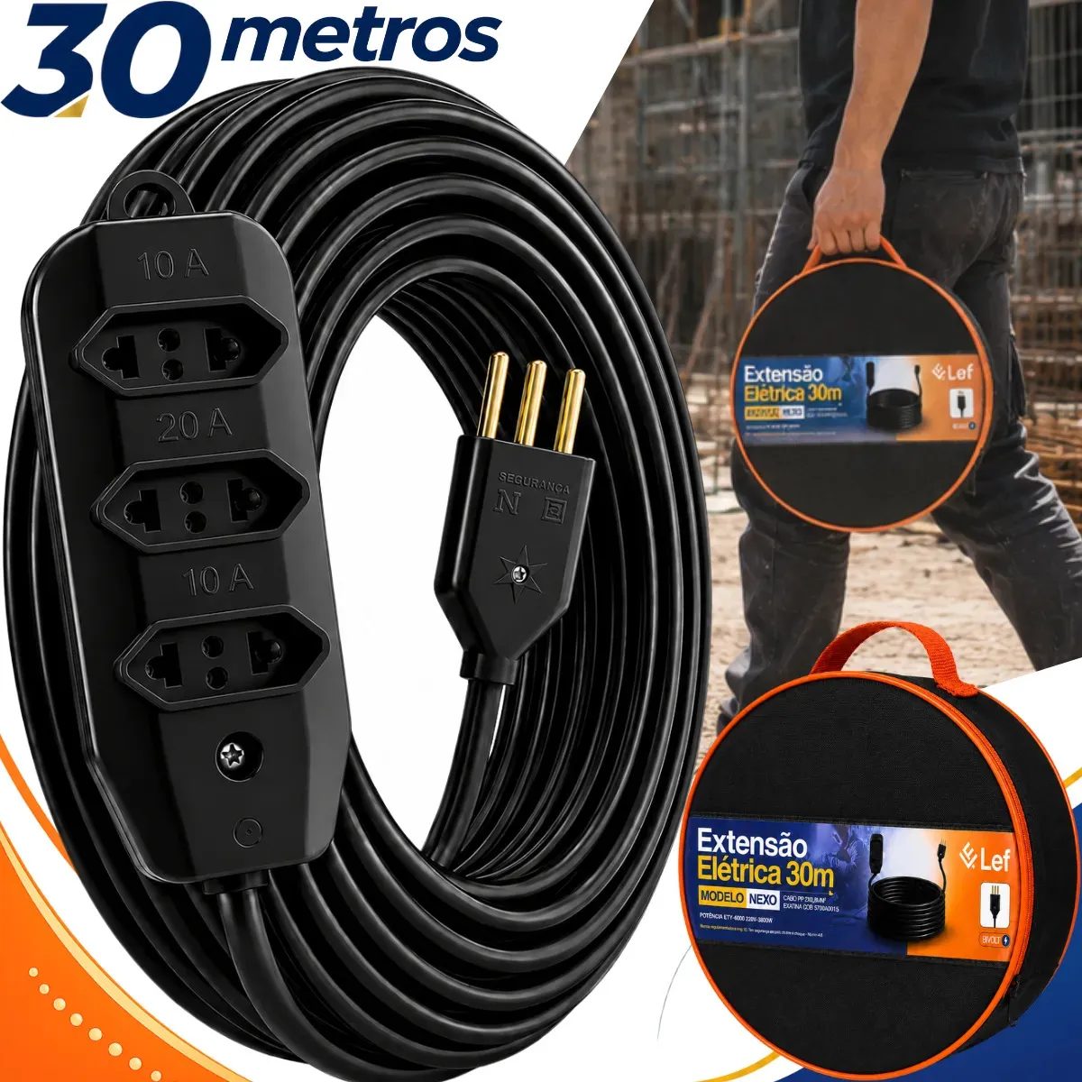 Extensão Elétrica Cabo PP Reforçada