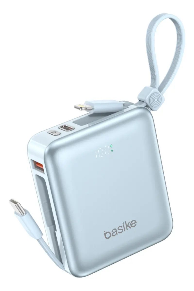 Power Bank Basike 10.000mAh Turbo com Cabo Embutido