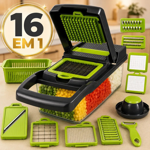 Eps-403 Cortador Fatiador E Ralador De Vegetais Multifuncional 16 Pçs