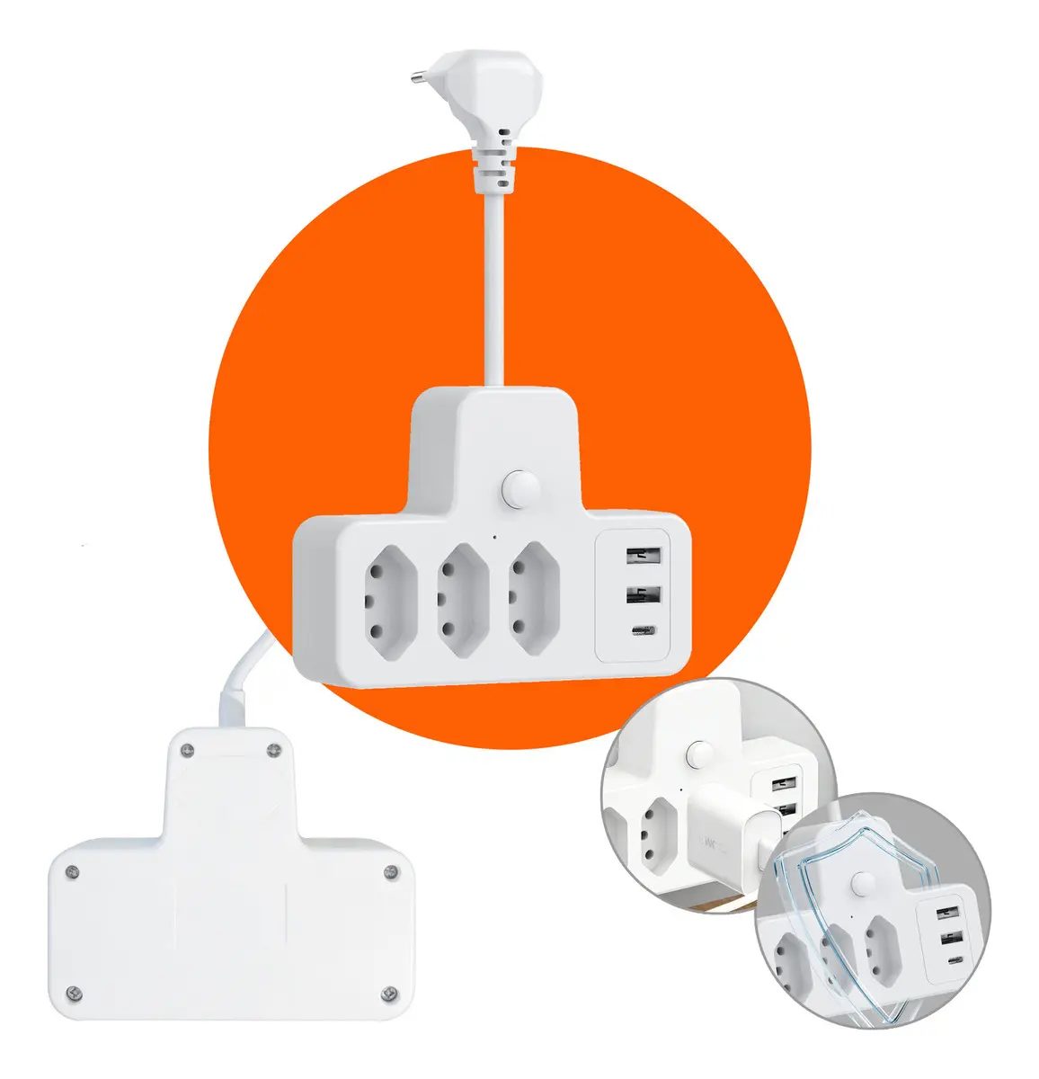 Conector Extensão Portátil Universal 6 em 1 Eletro Mex