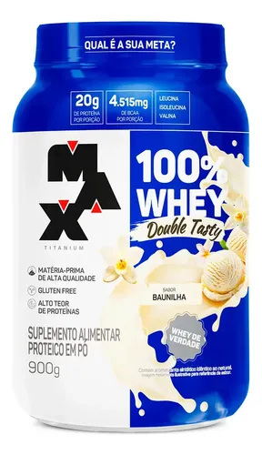 Whey 100% Double Tasty Max Titanium 900g Baunilha
