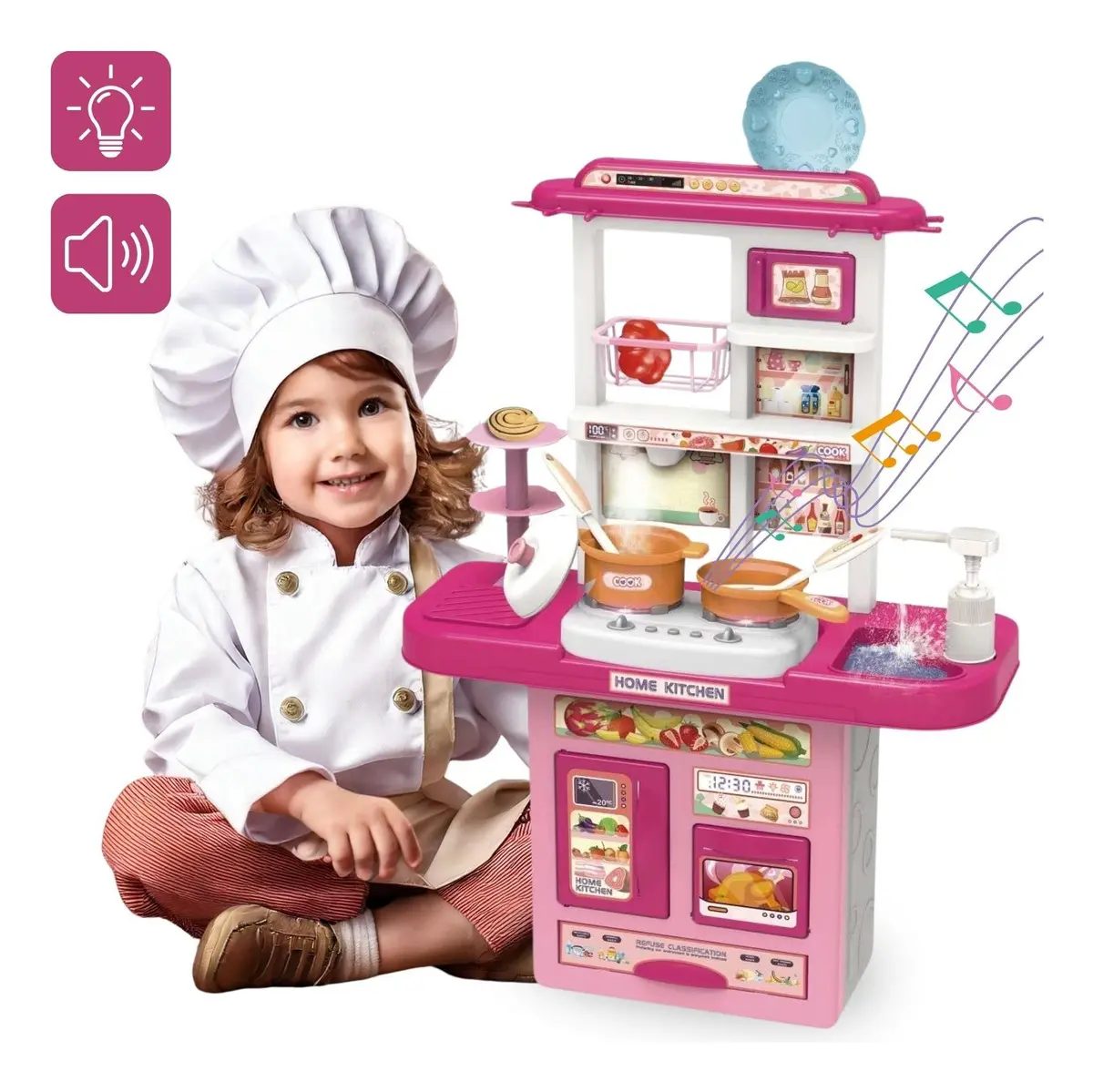 Cozinha Infantil Rosa Kit Completo