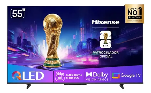 🔥Hisense Smart TV UHD 4K QLED 55" Polegadas 55Q7QG Google TV Modo Jogo Pro 144 Hz, AMD Fr