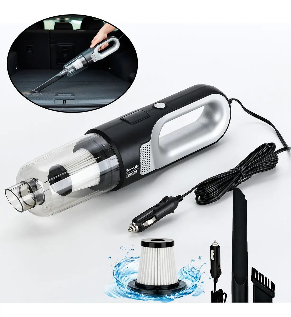 Aspirador De Pó Automotivo Portátil Potente 180w Com Filtro Hepa Cabo De 4,0m