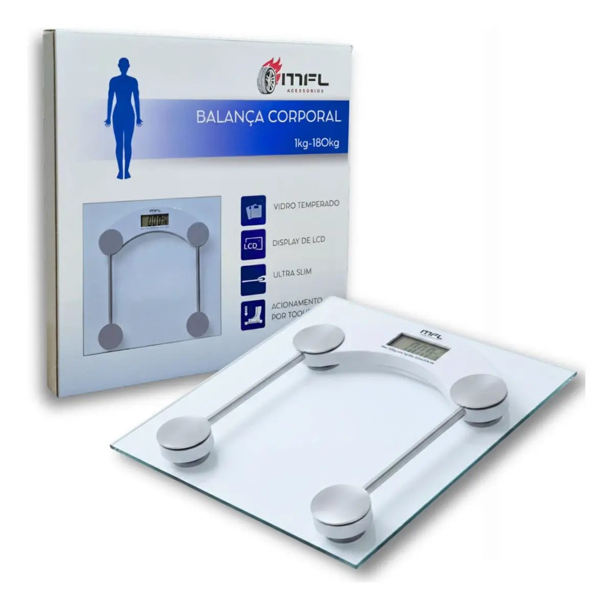 Balança Digital Vidro 180kg Medidor De Temperatura MFL