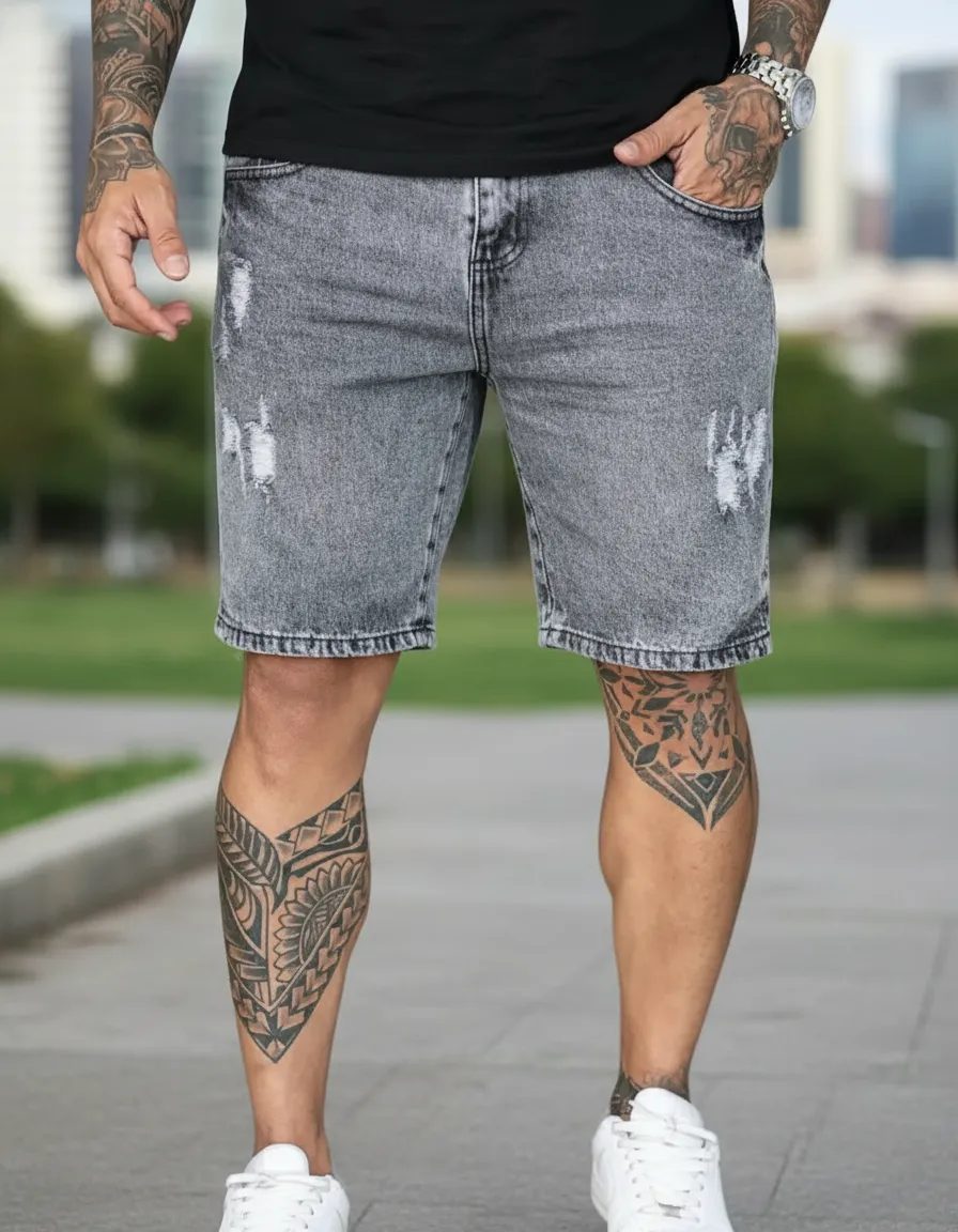 Bermuda Jeans Larga Jogador Premium