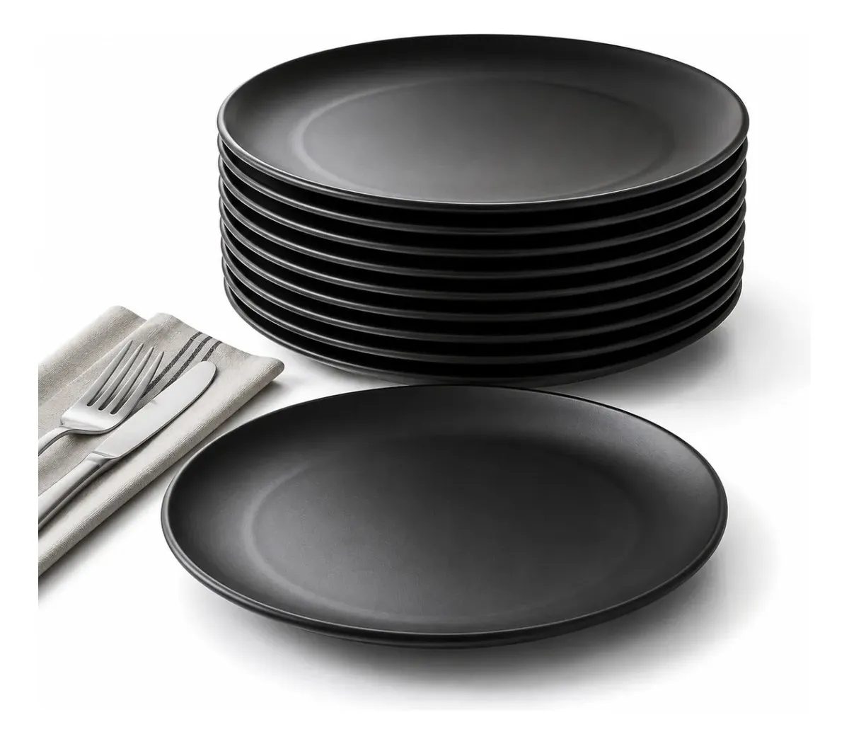 Kit 10 Pratos Rasos Plástico
