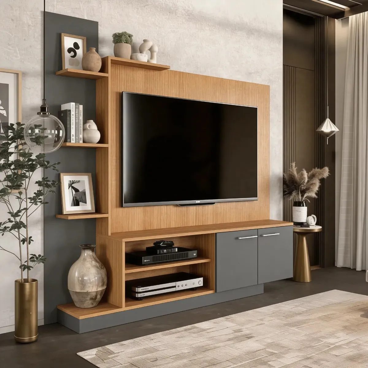 Rack Estante Para Tv Com Painel De Até 65"