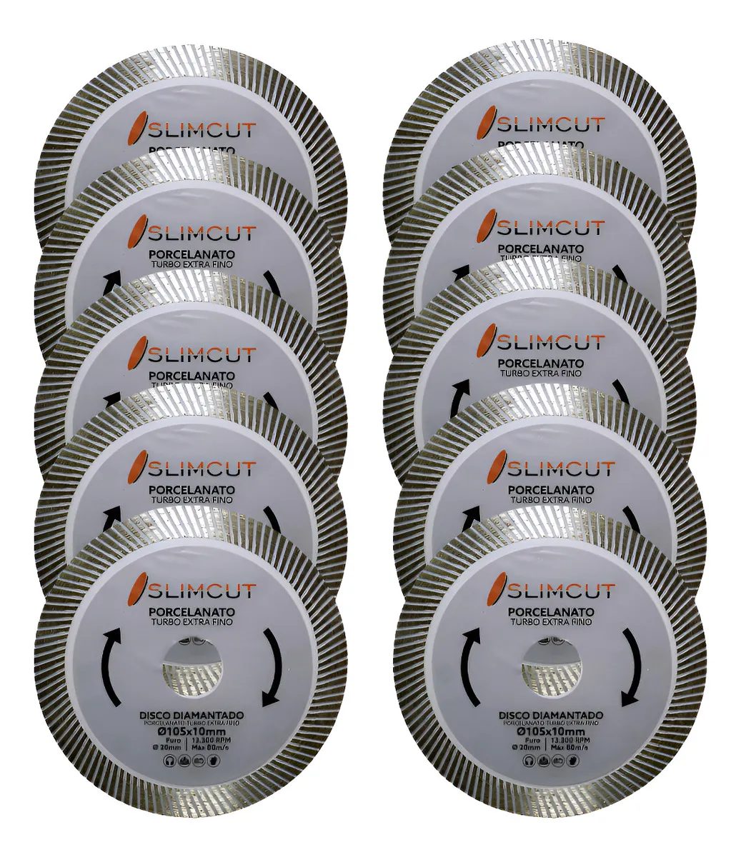Kit 10 Discos Diamantado Turbo Extra Fino 105mm Branco