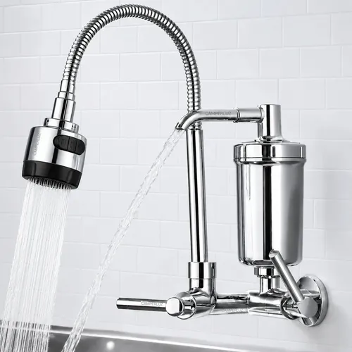 Torneira Gourmet Luxo Com Filtro Puficador Flexível Cozinha Parede 2 Jatos