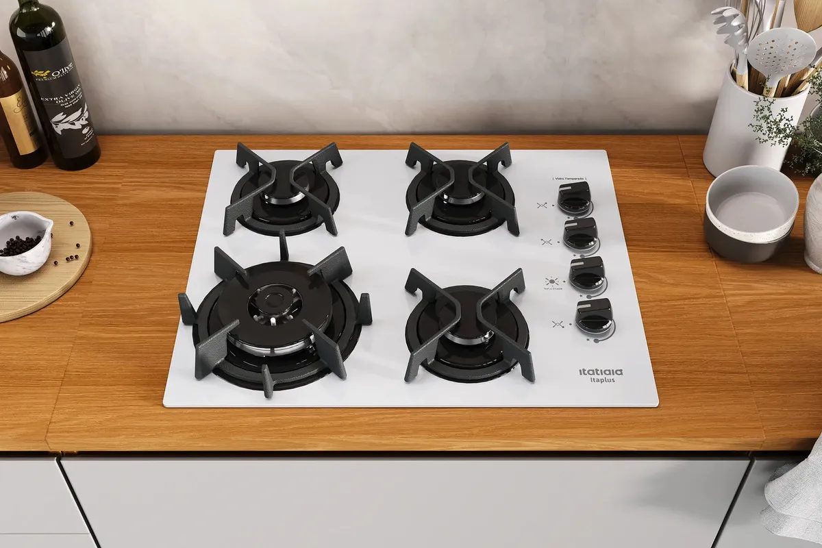 Cooktop Itaplus 4 Bocas Mesa De Vidro E Tripla Chama