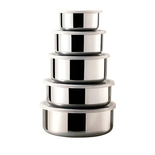 Kit 5 Potes Aço Inox E Planeta Tech 10cm/12cm/14cm/16cm/18cm
