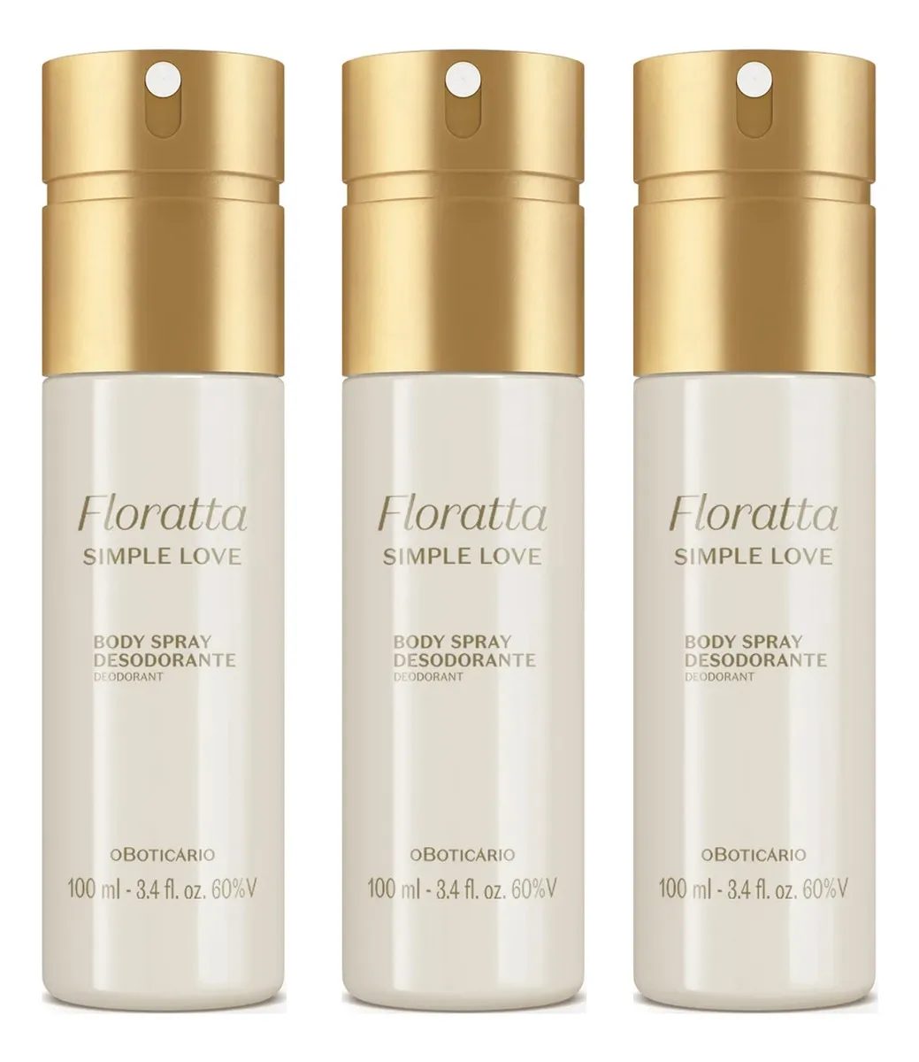 Combo 3 Body Spray Floratta Simple Love 100ml