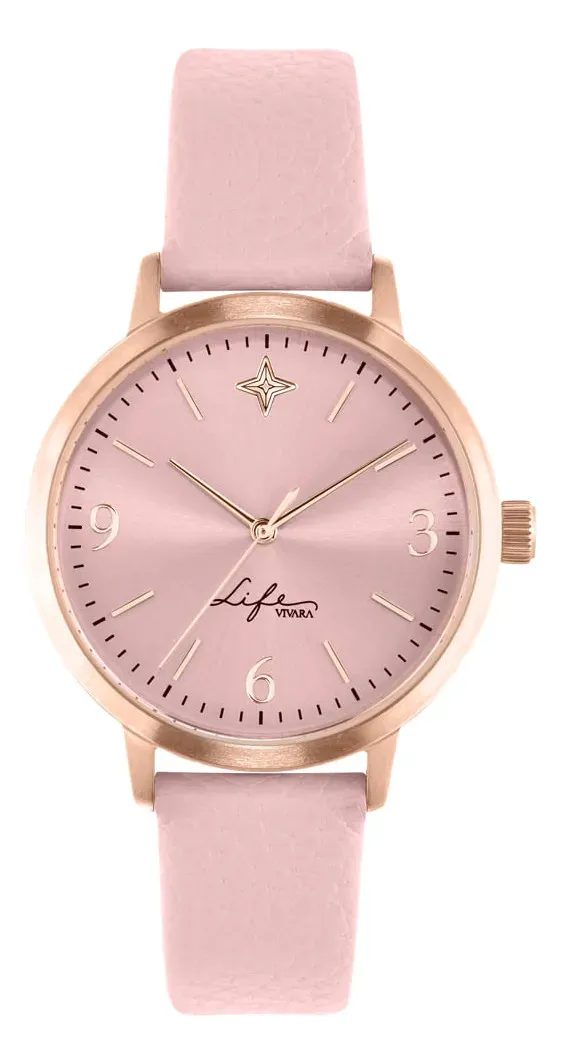 Relógio Life Realizações Feminino Couro Rosé Rosé