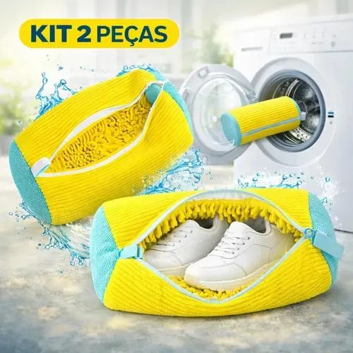 Kit 2 Sacos Para Lavar Tênis E Sapatos Em Máquina De Lavar