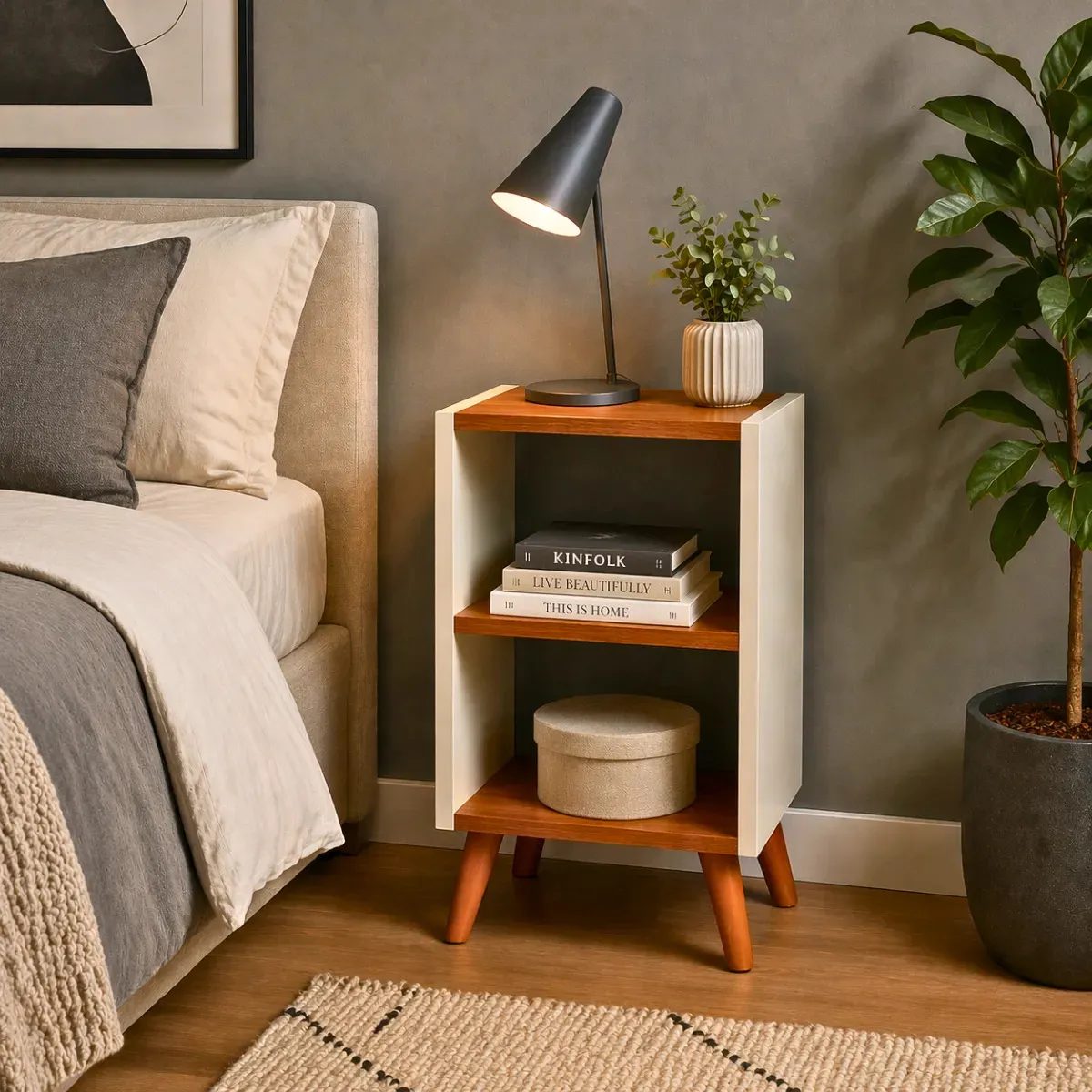 Mesa de Cabeceira para Cama Estilo Retrô Roma