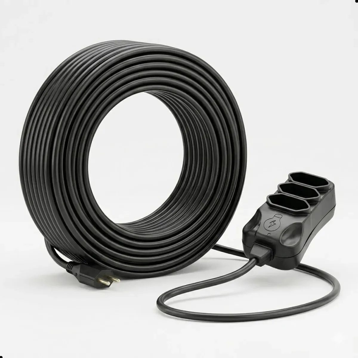 Extensão Elétrica 30 Metros Reforçada 3 Tomadas 10a 20a Bivolt