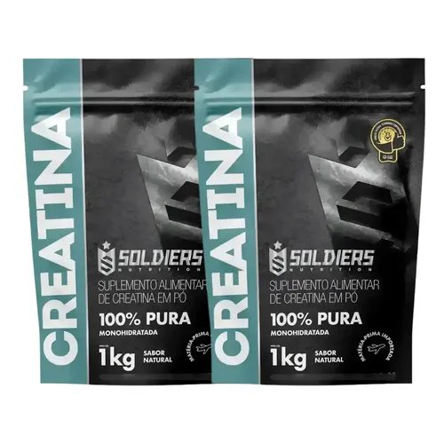 2x Creatina Suplemento Monohidratada 1kg em pó 100% Pura Soldiers Nutrition