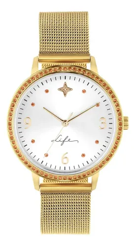 Relógio Life Formatura Feminino Aço Dourado