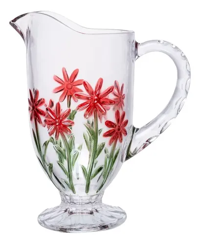 Jarra Red Flower 1,3l Cristal Ecológico - Wolff