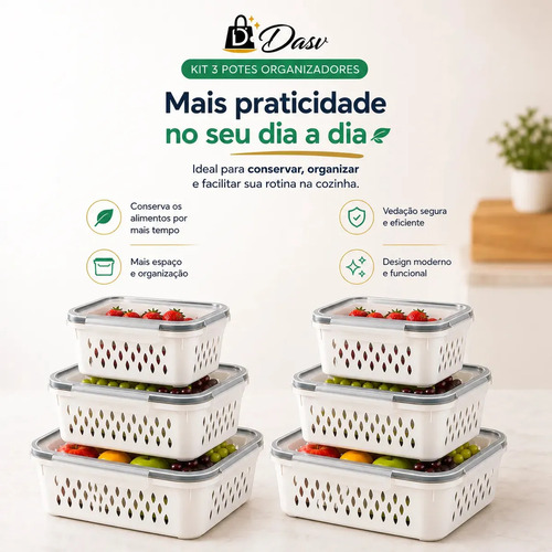 Kit com 6 Organizadores para Geladeira
