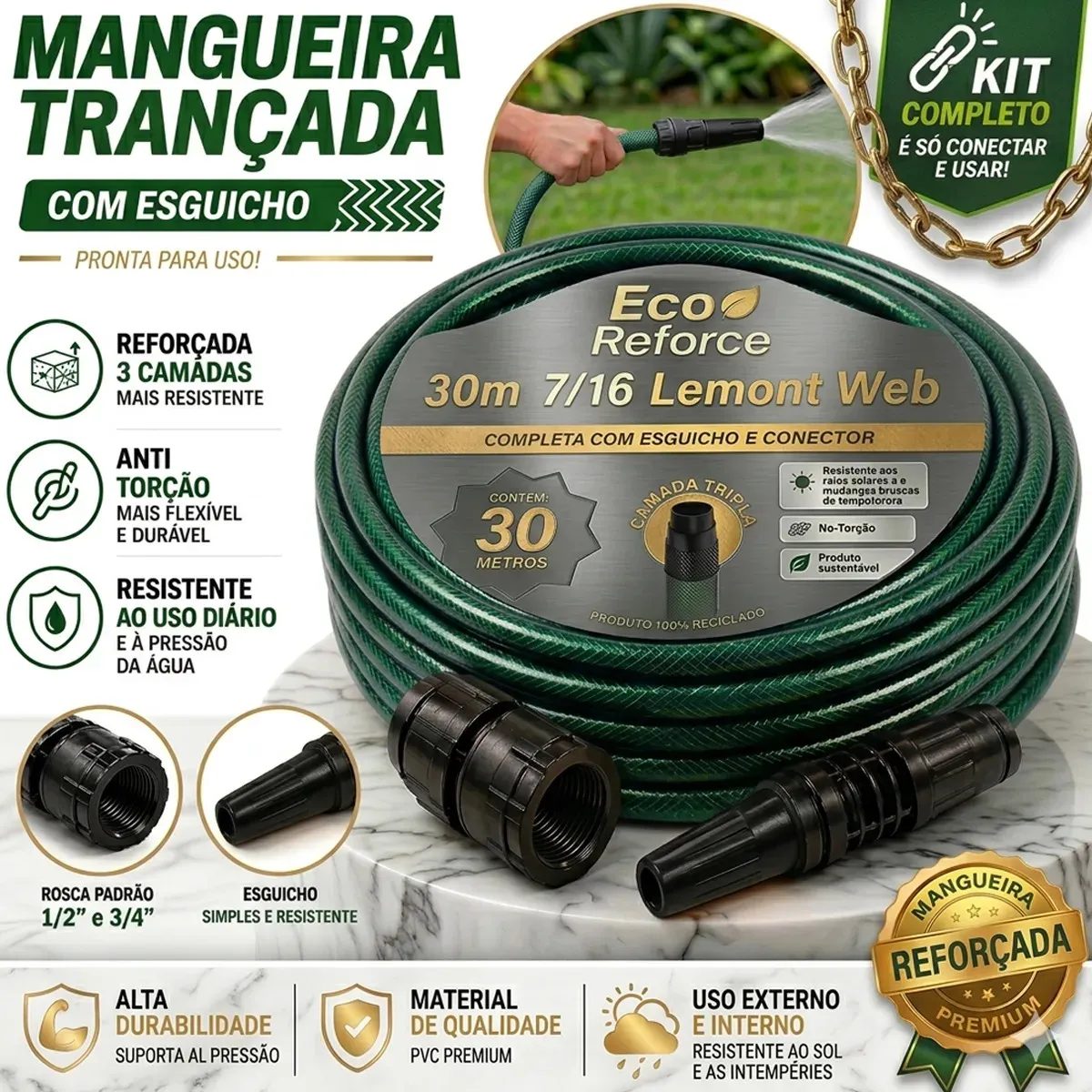 Mangueira Jardim Flexível com Esguicho