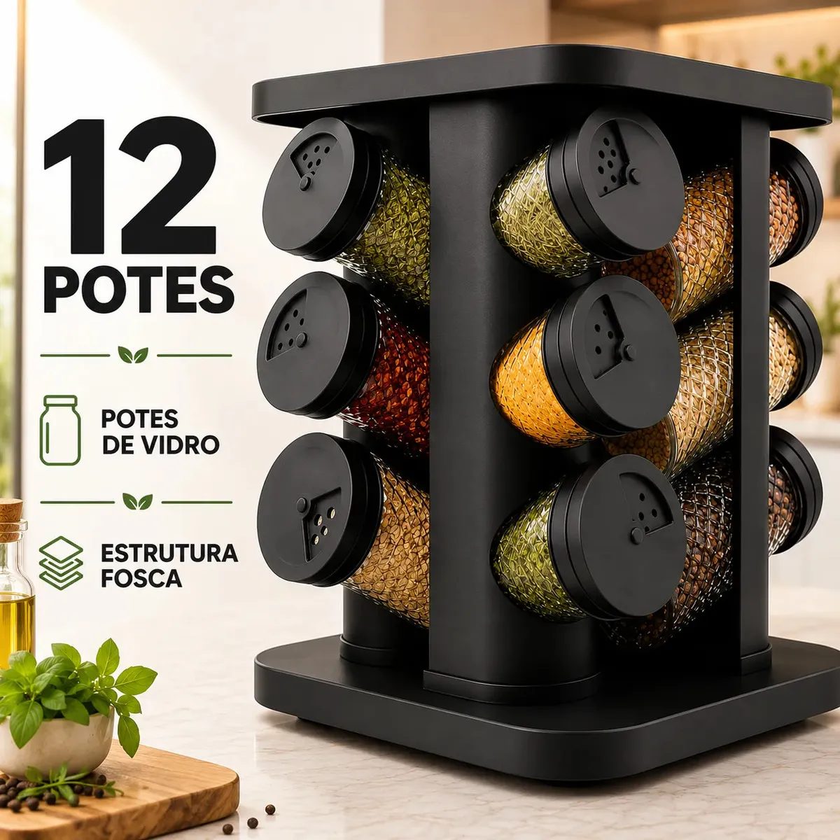 Porta Temperos Giratório Sólar